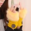 Women Fashion Warm Winter Faux Rabbit Fur Wrist Fingerless Gloves Mittens Cute Wristband Gloves