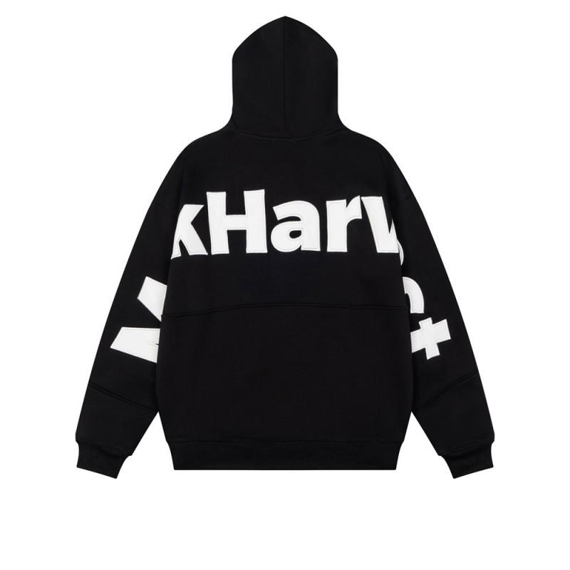 Designer Color Block Hoodie Mens Streetwear Letter Patch Embroidery Loose Zip Up Sweatshirt