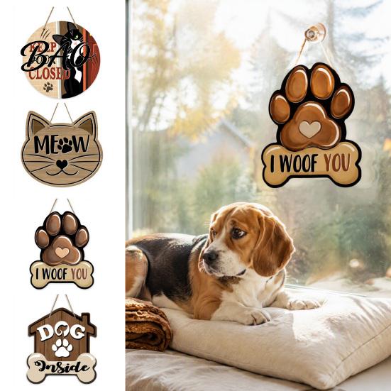 Rustic Farmhouse Welcome Board Wooden Sign for Front Door, Decorative Dog Paw Wall Hanging Plaque with Pet Lover Gift Idea Hemp Rope Lovers,