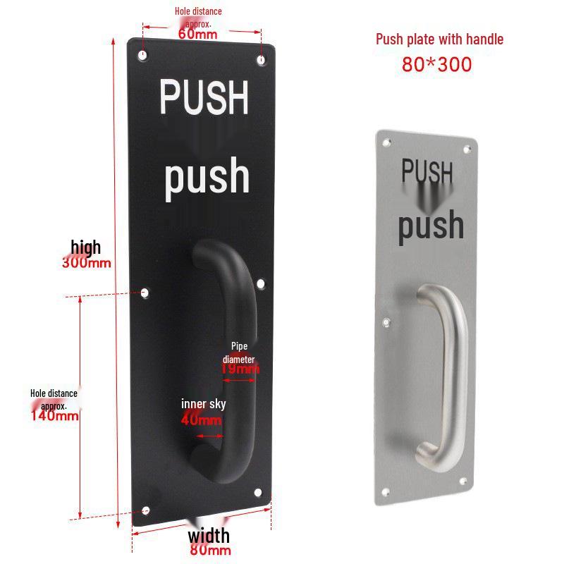 Stainless Steel Fireproof Door Pull Handle with Push-Pull Plate Indicator