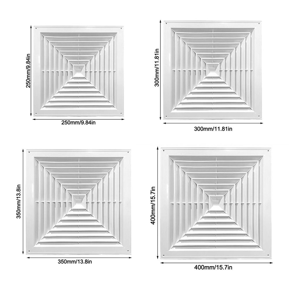 New Plastic Air Vent Grille White With Flaps Duct Heating Vents Silent Operation Square Ventilation Cover Bathroom