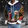 Men's Christmas Printed Lined Hoodie | Faux Trim Party Sweatshirt With Pocket | Plus Size Loose Fit Holiday Pullover