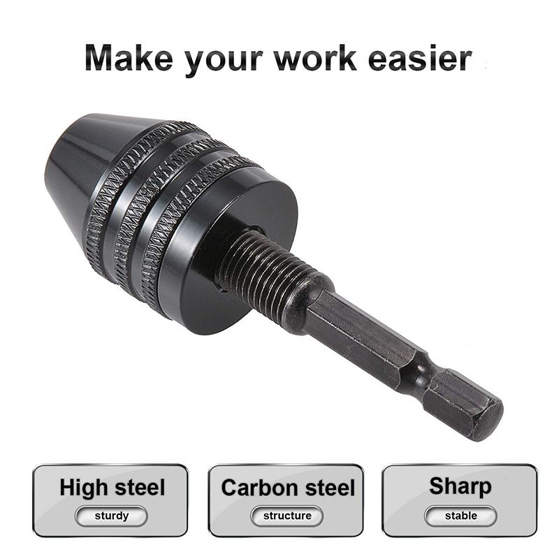 Quick Change Keyless Drill Bit Chuck Hex Shank Adapter Converter Tool