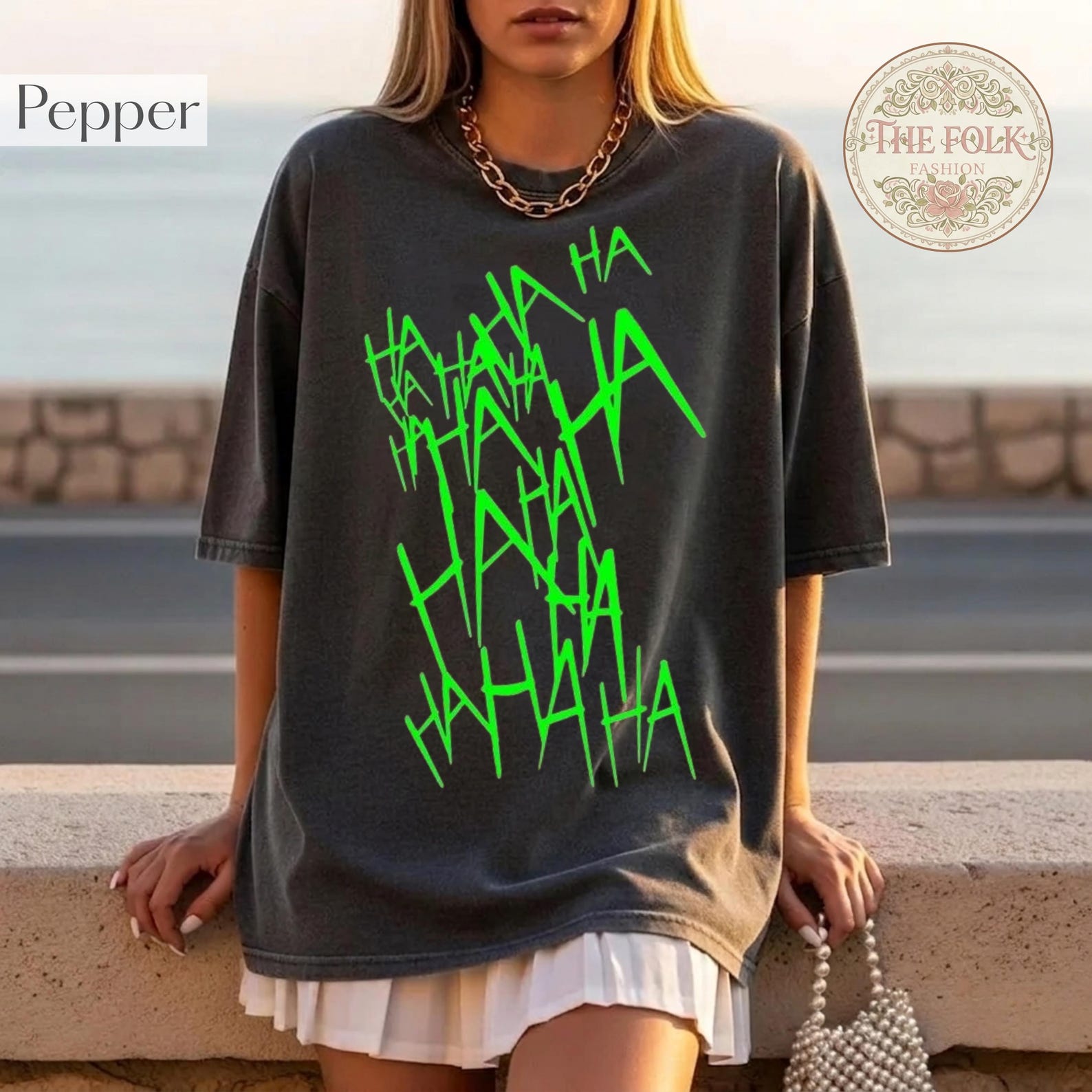 Haha Shirt, Neon Green Graffiti Tee, Halloween Spooky Tshirt, Comfort Colors Pepper Shirt, Grunge Gothic Tee, Edgy Streetwear XL
