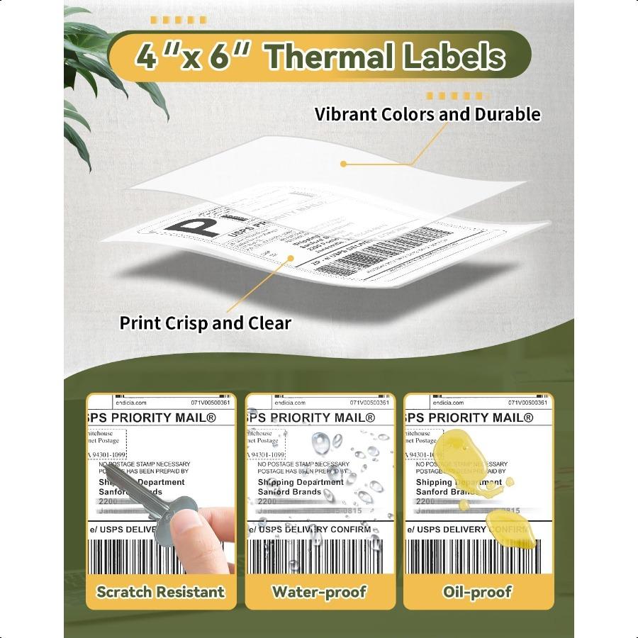 4x6 Direct Thermal Labels 500 Shipping Labels Compatible with Rollo Zebra MUNBYN Jadens Nelko Perforated Shipping Paper for Mos