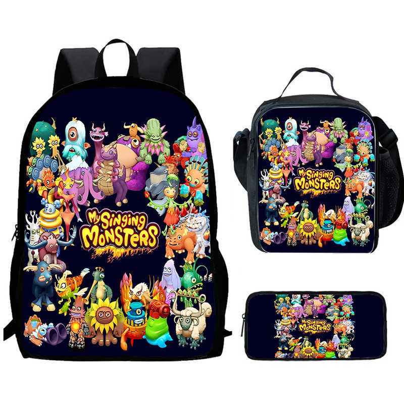 Zaino Anime Periferico My Singing Monster Borse Scolastiche da Uomo e da Donna