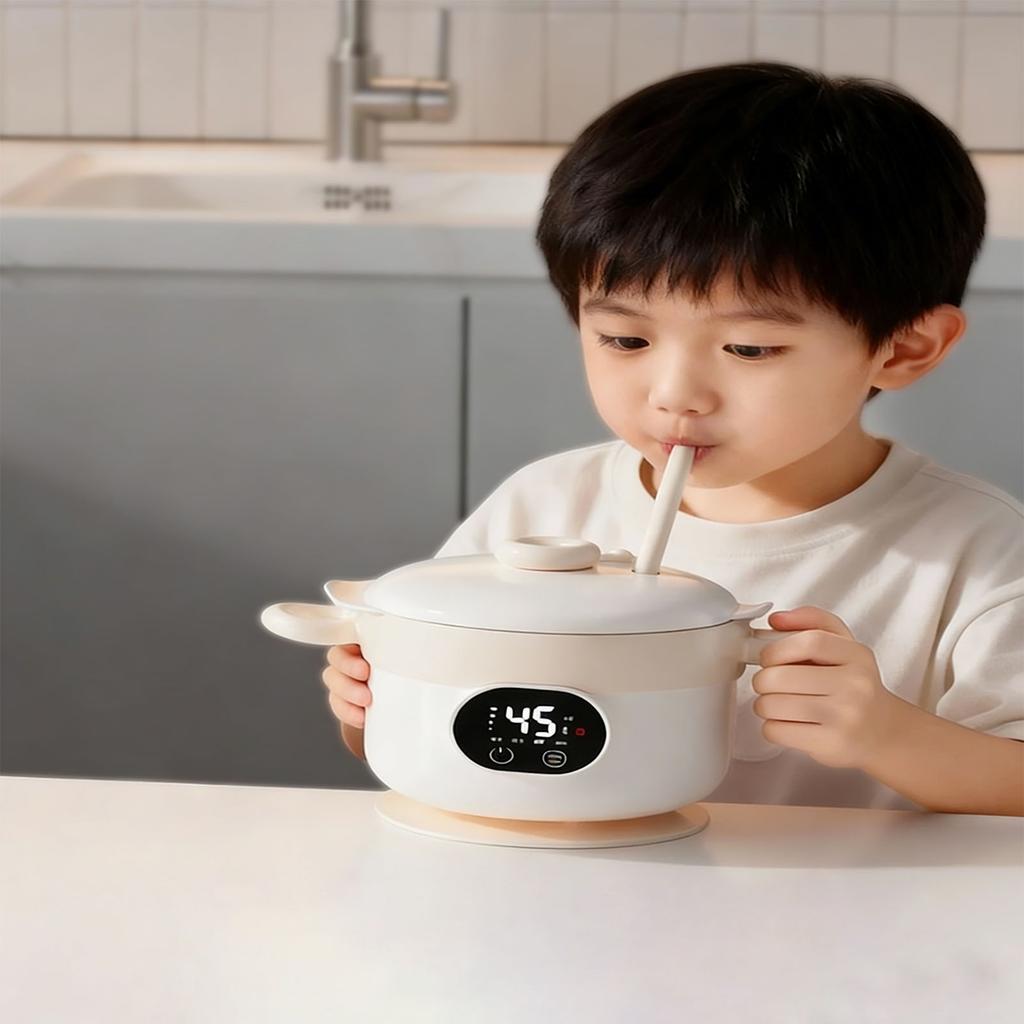 Electric Food Warmer Bowl 470ML Waterless Stainless Steel Cordless Rechargeable Insulated Lunch Box for Baby Food