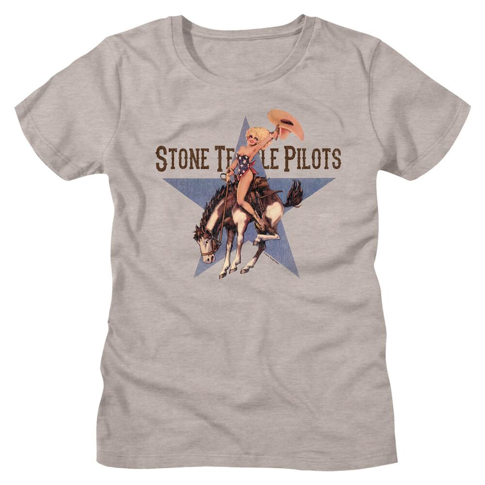 Stone Temple Pilots Girl Riding Bronco Blue Star Women s T Shirt Rock Band Merch Unisex T-Shirt XL