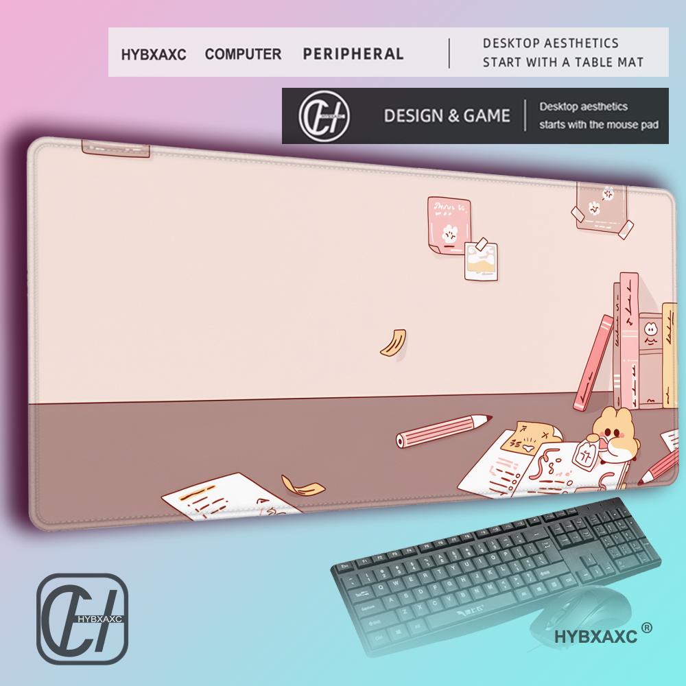 HYBXAXC Kawaii Mouse Pad Anime Sunset Purple Rabbit Gaming Accessories MousePad Keyboard Aesthetics Desk Mat Pad for Computer
