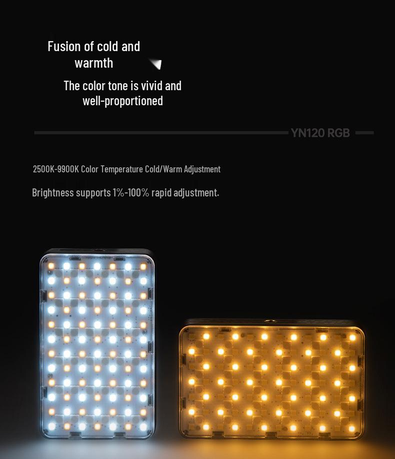 Yongnuo YN120RGB Portable RGB Pocket Light with Adjustable Color Temperature for Live Broadcast, LED Fill, Vlog, and Atmosphere Lighting