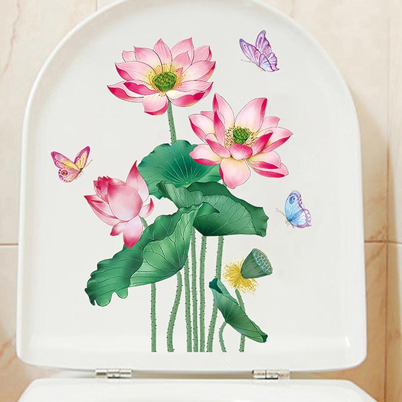Adesivi per WC Adesivi a Fiori Adesivi Autoadesivi per Bagno Pittura Adesivi Impermeabili Copriwater Pareti del Bagno Adesivi a Fiori