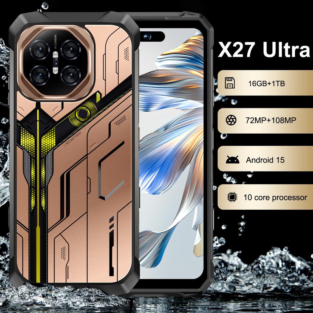 X27 Ultra Waterproof Smartphone - 16GB RAM + 1TB Storage, Large Screen