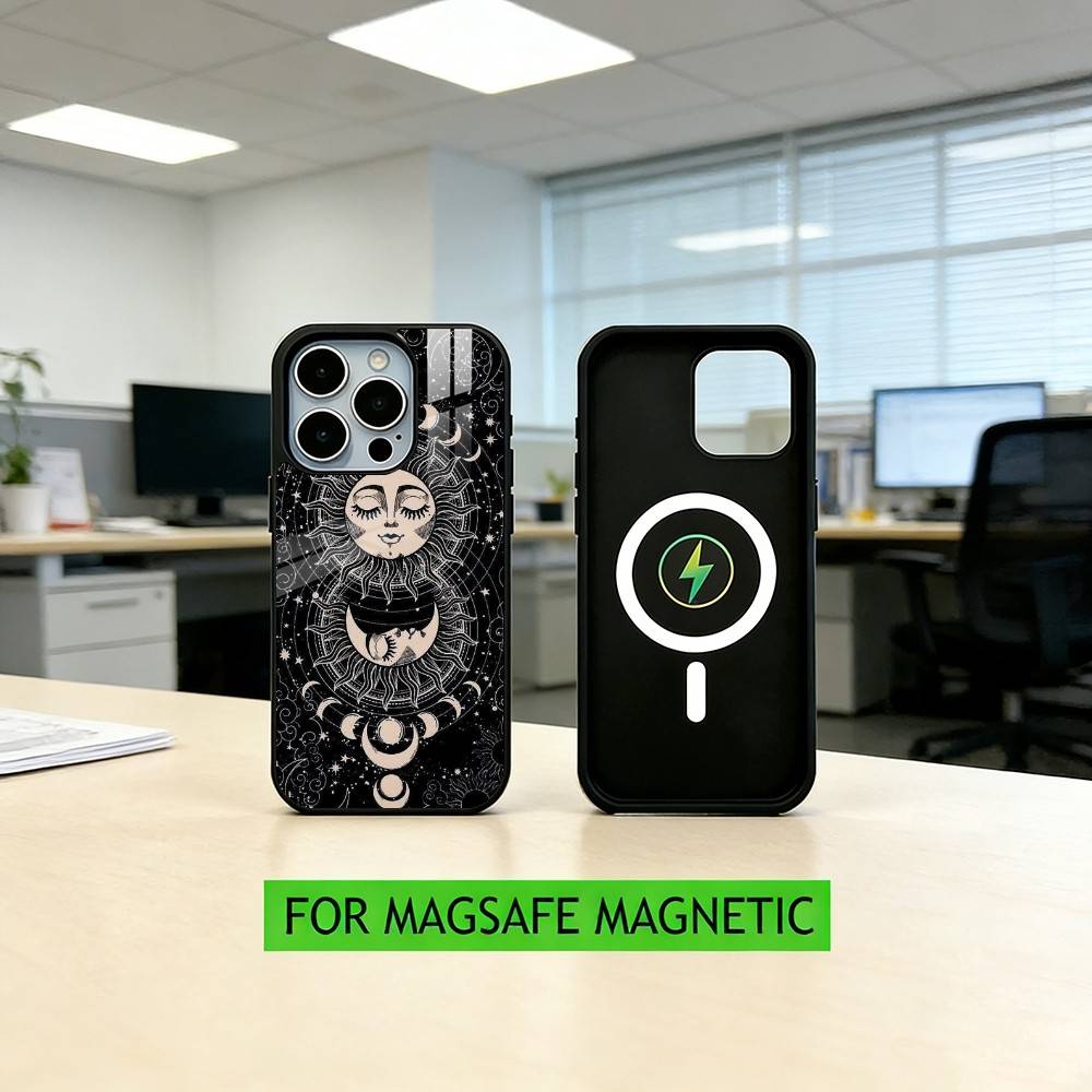 

Sun M-moons Stars Signs Phone Case For iPhone17,16,15,14,13,12,11 Plus,Pro Magnetic with Magsafe Wireless Charging iPhone13