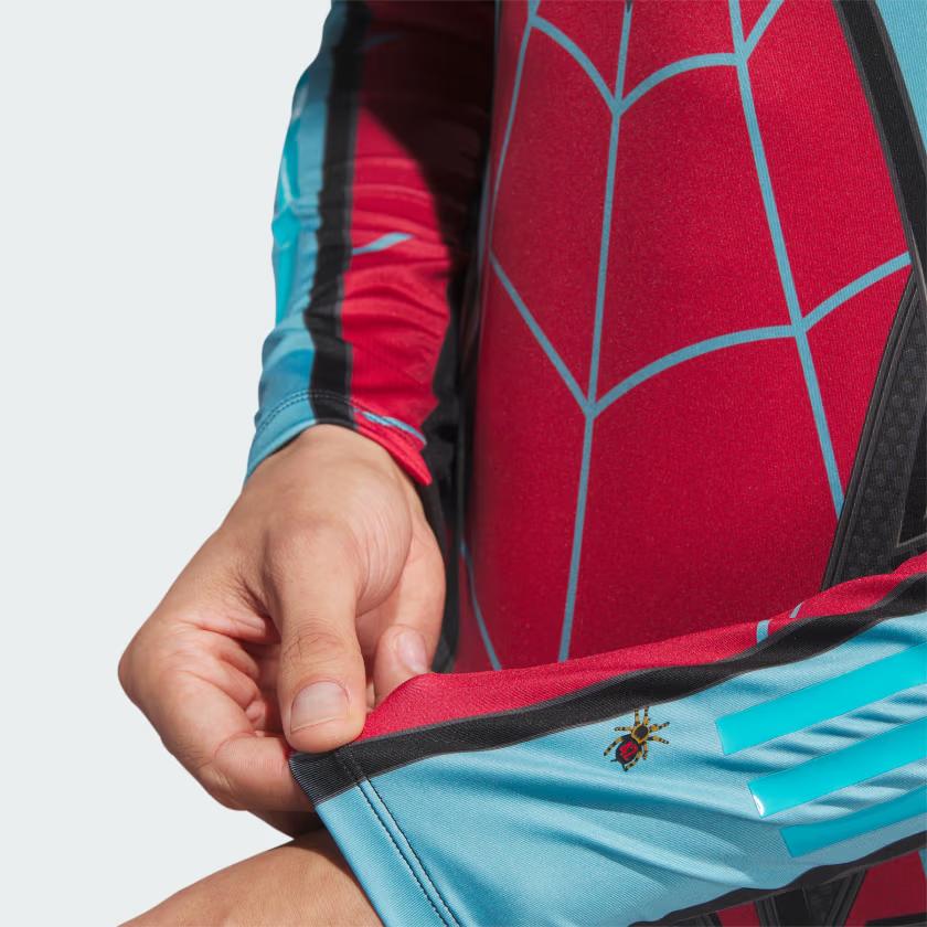 Adidas Geometric Pattern Compression Spider-Man Print Color Block Round Neck Long Sleeve T-Shirt Men Tops Black Red IP4533