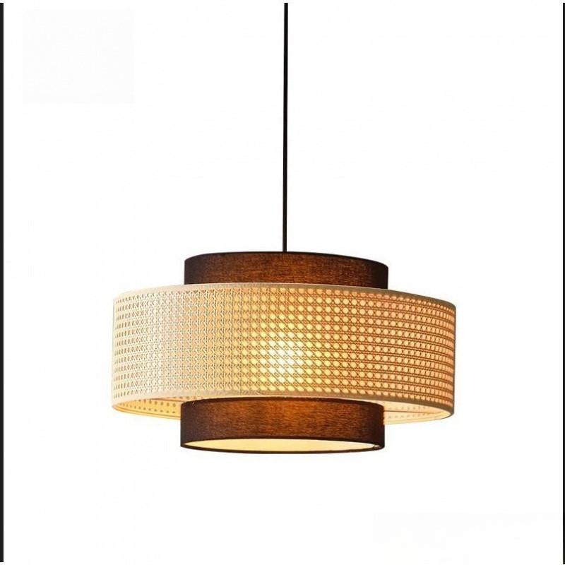 Vintage Japanese Style Pendant Light Living Room Decoration Woven Bamboo Chandelier Restaurant Kitchen LED Hanging Lamp