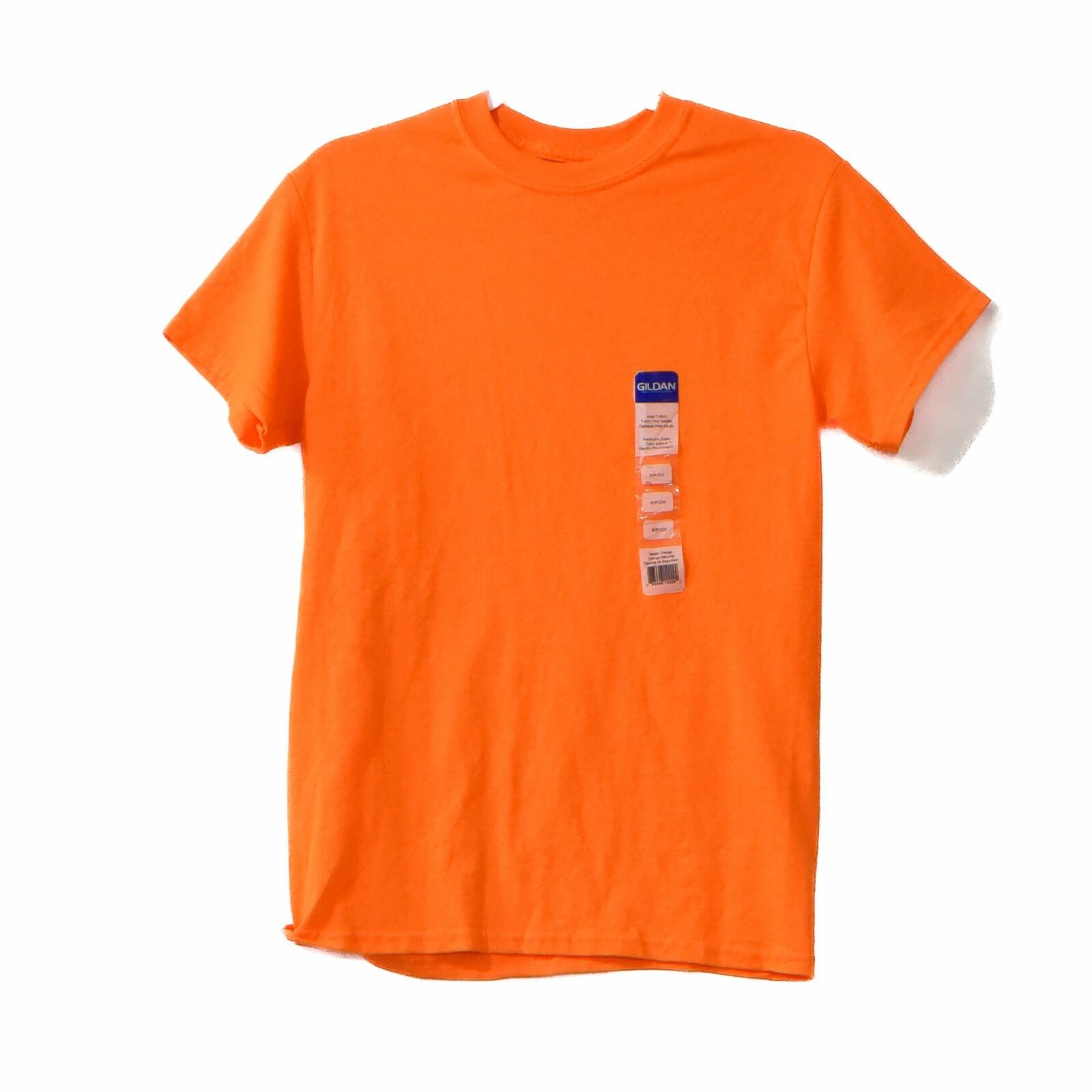 Gildan Mens Orange T-Shirt Solid Pure Cotton Crew Neck Short Sleeve Size S XXXXL