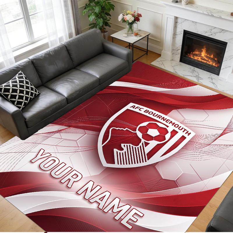 Crystal Velvet Rug Custom Name Text, Soft Non Slip Floor Mat Home DecorBournemouth Football