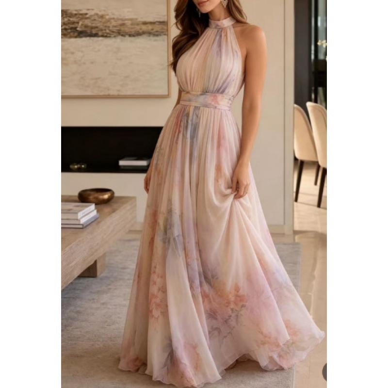 Europe and America 2026 new elegant sleeveless fashion printed dress women S