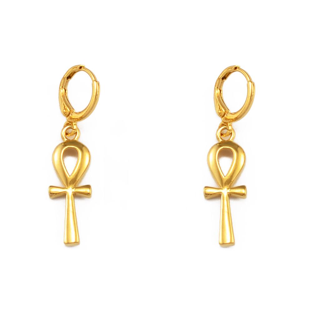 Anniyo 2.5cm Ankh Earrings for Women Girls African Egypt Nile-Key Traditional Ancient Egypt Ethnic #342806