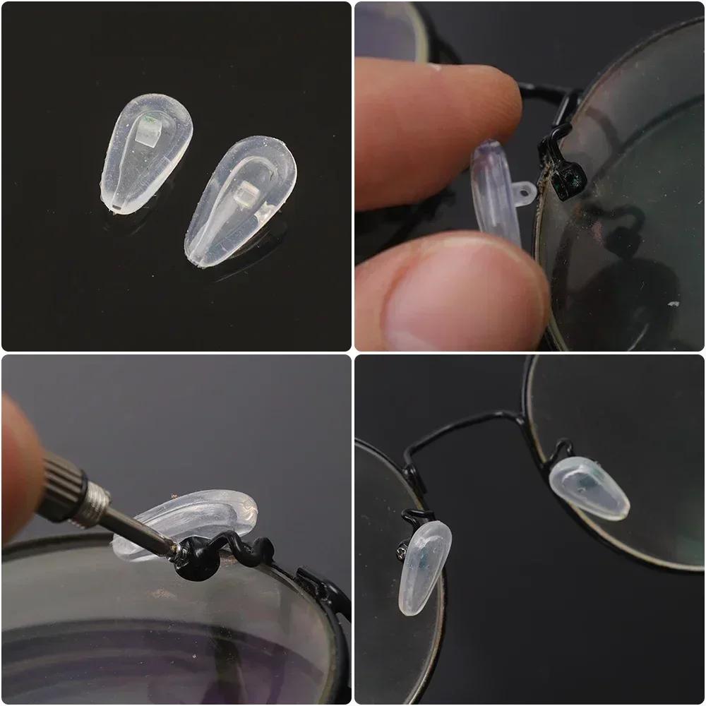 20Pcs/Set Silicone Glasses Nose Pad Airbag Soft Air Non-Slip Air Cushion Boles with Screws Screwdrivers Eyeglasses Accessories