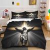 3pcs Jesus Cross Printed Bedding Set Breathable And Soft for All Seasons Durable And Tear-Resistant Polyester High-Quality
