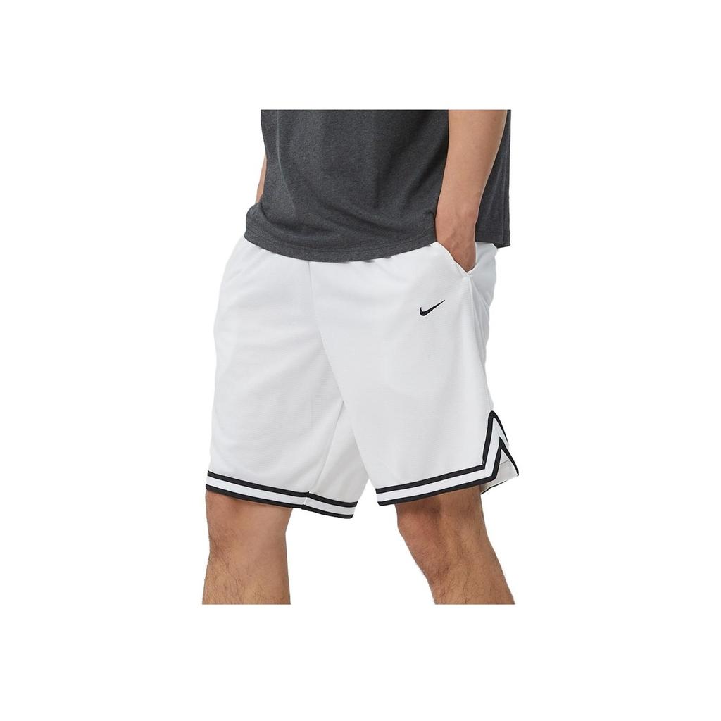 Nike Spodenki sportowe męskie Dri-Fit DNA z nadrukiem logo, paskiem i ściągaczem, białe DH7161-100