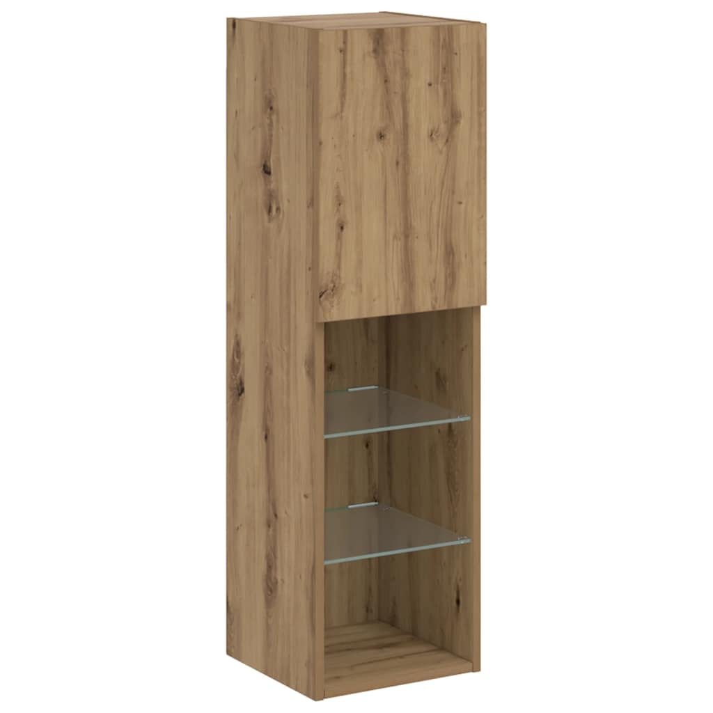 Vidaxl Szafki Tv, Z Led, 2 Szt., Dąb Artisian, 30,5X30X102 Cm