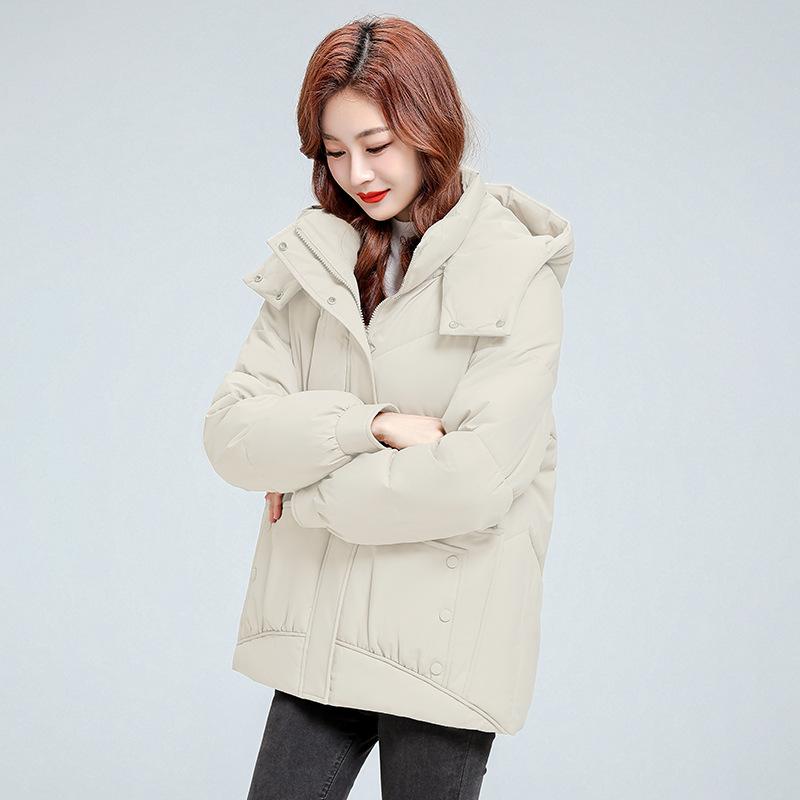 Women's windproof lightweight fluffy hooded warm cold loose short section casual sports high quality fabric jacket cotton jacket coat