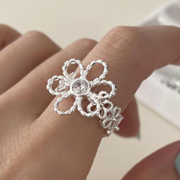 PANJBJ 925 Sterling Silve Irregular Ring for Women Girl Liquid Lava Hollowing Out Wide Hip Hop Jewelry Gift Dropshipping