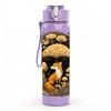 1PC Wild Mushroom Forest Art Print 750ml Color Plastic Sports Water Bottle Leakproof Flip Straw Lid Suitable for Sports Office Home Use
