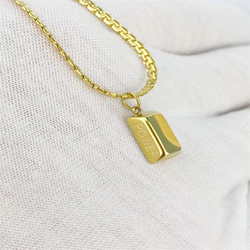 Europäische & Amerikanische Trendmarke: Kleine Goldbarren Partnerkette mit langer Unisex-Pulloverkette