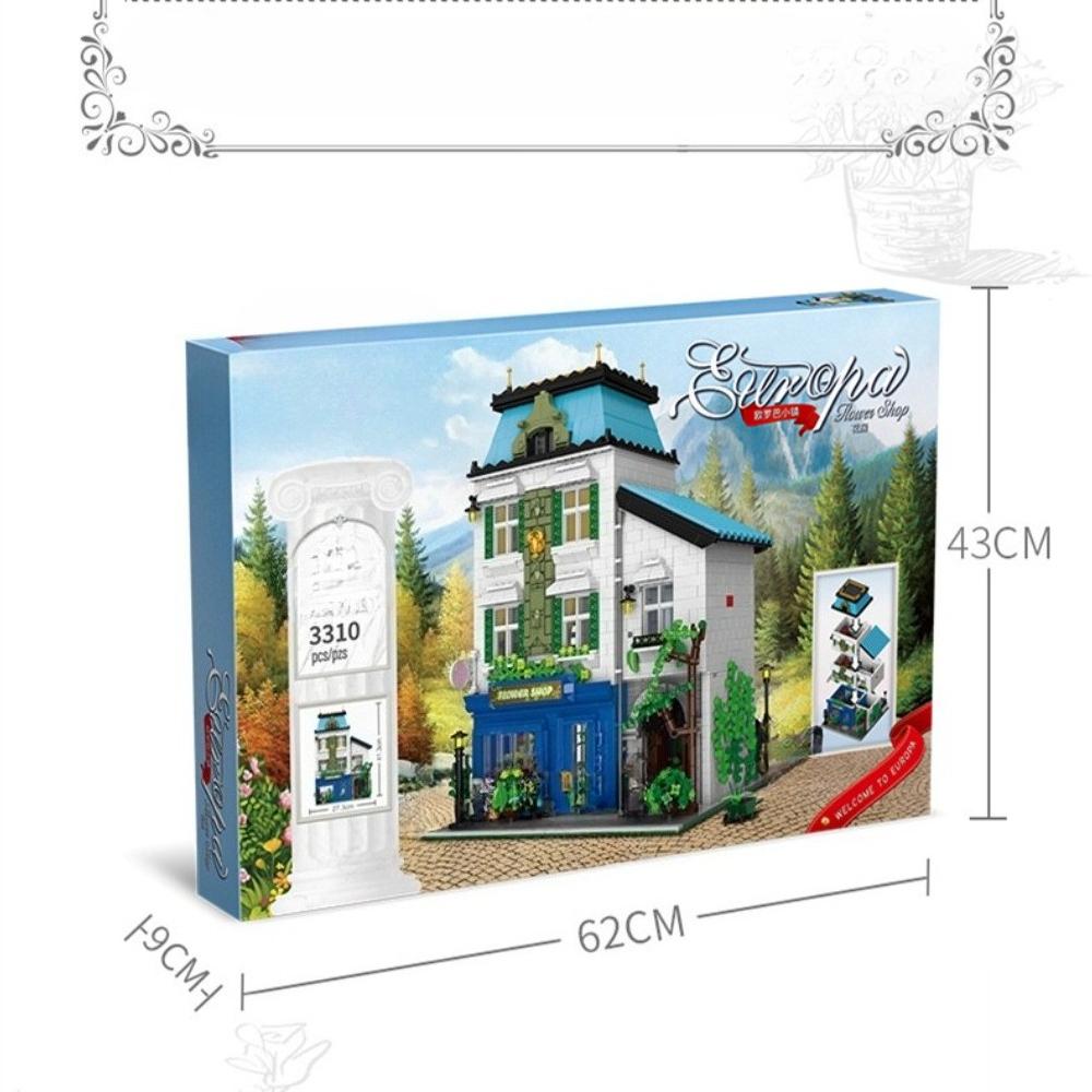 MOC Modern Grocery Store Flower House Building Blocks Set European Shop Villa Architecture Toys Children Birthday Holiday Gifts