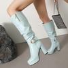 Női magas sarkú csizma őszi-téli új vízálló asztali vastagsarkú nagy méretű közepes csizma
