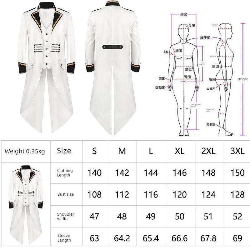 [Hot Sale] European and American Medieval Retro Coat Cosplay Costume Men's Mid-Length Punk Retro Tailcoat.