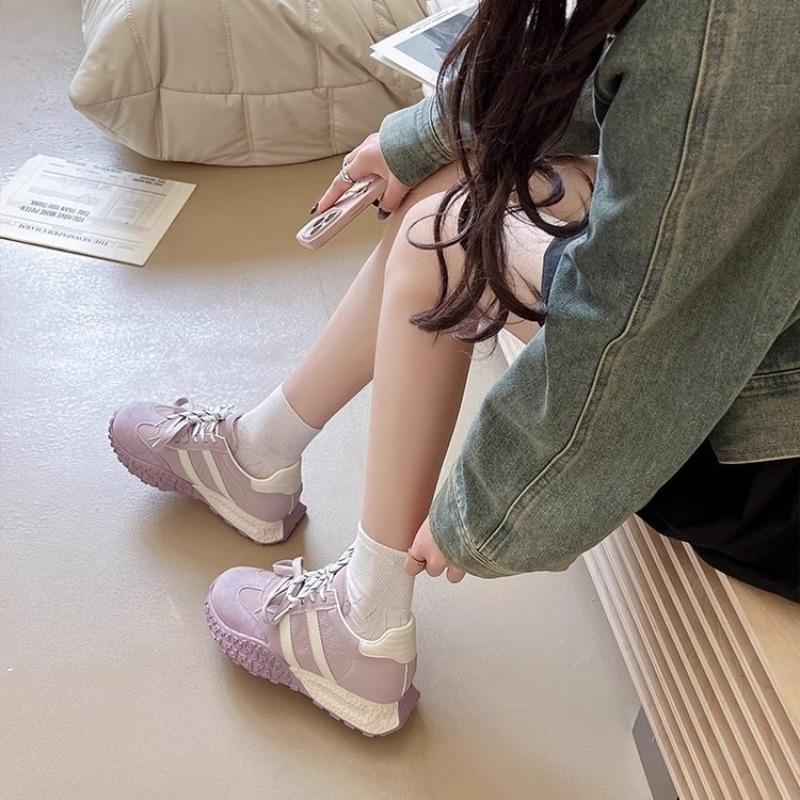 Color Matching Thick-soled Versatile Inner Height-increasing Spring Lace-up Round Head Casual Shoes
