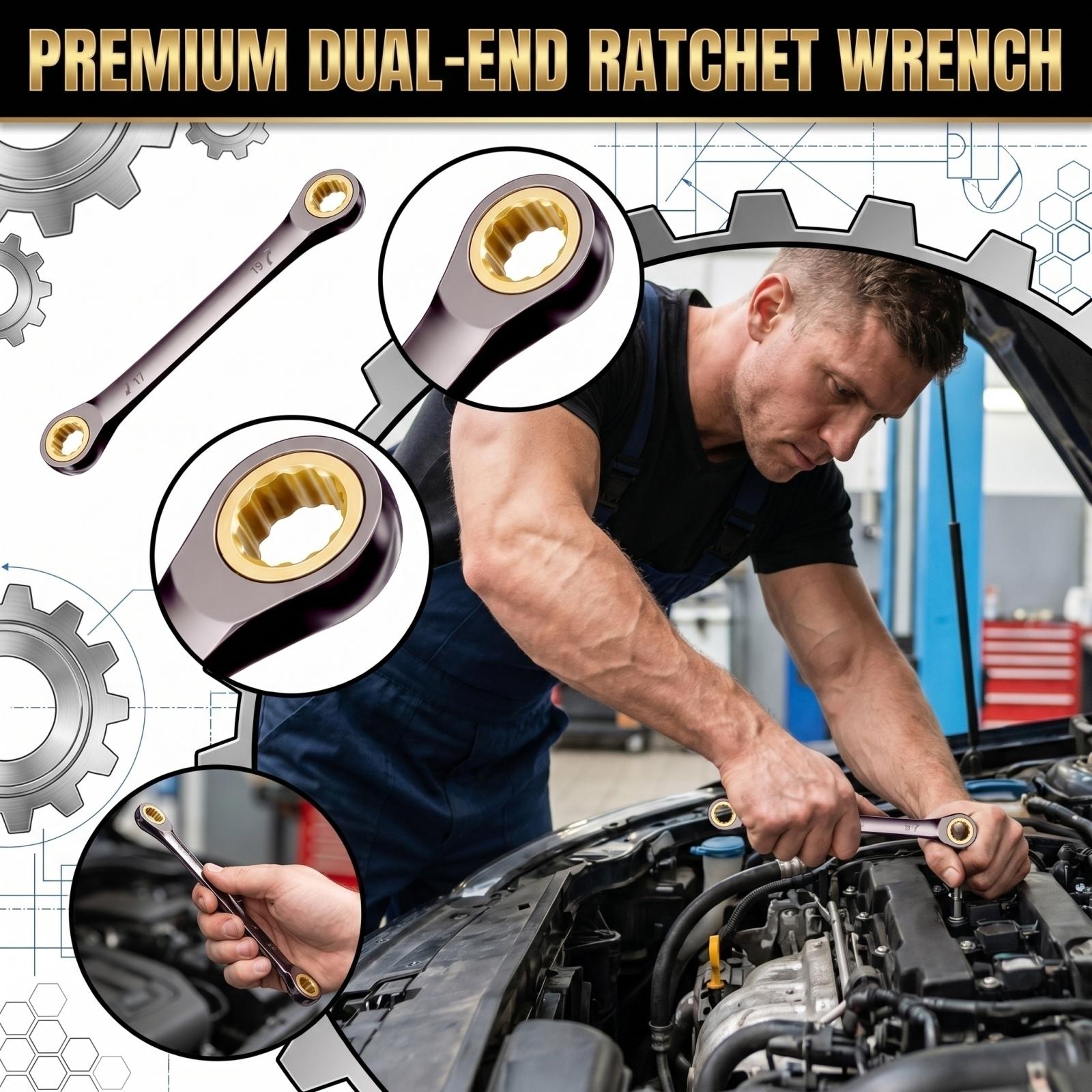 

Double Headed Black Ratchet Quick For Automotive Household Tools One Size чорний