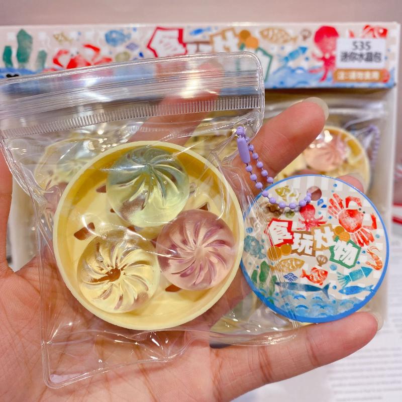 Cute  Dumpling Bun Toy 1/3Pcs with Steamer Squeeze Stress Relief Fidget for Kids Classroom Reward Gift