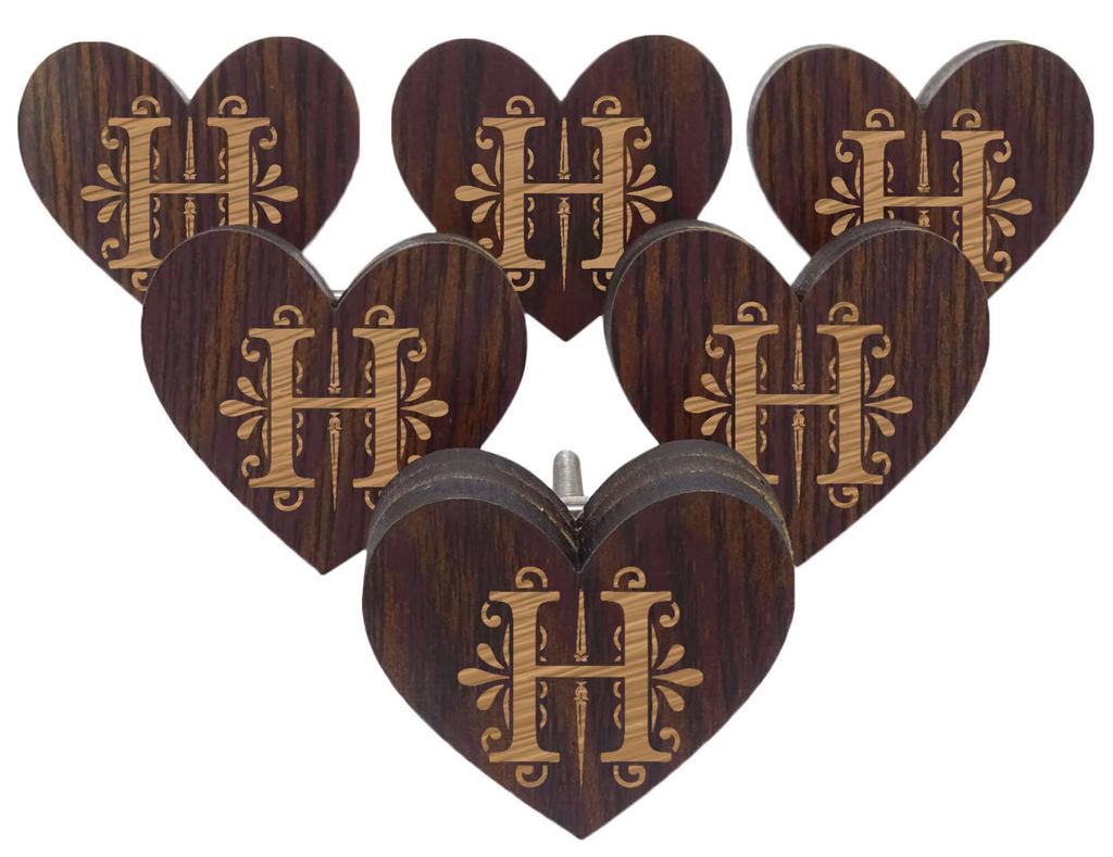 IBA Indianbeautifulart Brown Alphabet H Engraved Furniture Knobs Cabinet Drawer Pull Pack