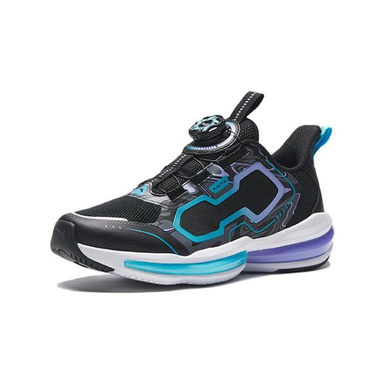 Anta Kids Lingyun Comfortable Sports Non-Slip Wear-Resistant Low-Top Running Shoes Kids Running Shoes Black Blue Purple 312325551H-3