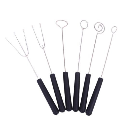 1 Set Non-slip Chocolate Dipping Tool Anti-rust Stainless Steel Saucier Drizzle Culinary Decorating Tools for Home 6pcs