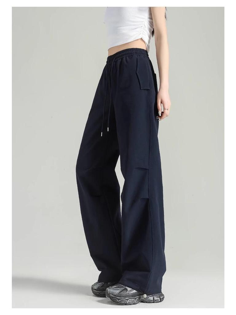 Damen 2025 Sommer Marineblau Weitbeinige Fallschirm-Cargohose