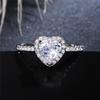 CopperHeart Ring for Women Exquisite Fashion Inlaid White Zircon Stones Wedding Ring Engagement Jewelry