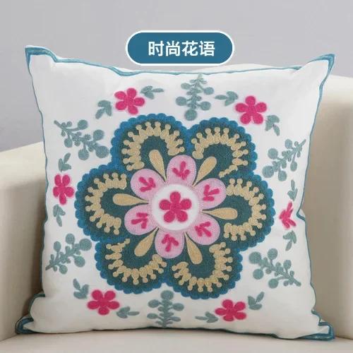 Cotton Ethnic Style Embroidery Pillow Case Car Pillow Cover Sofa Large Cushion Cover 45x45cm Luxury Pillow Case
