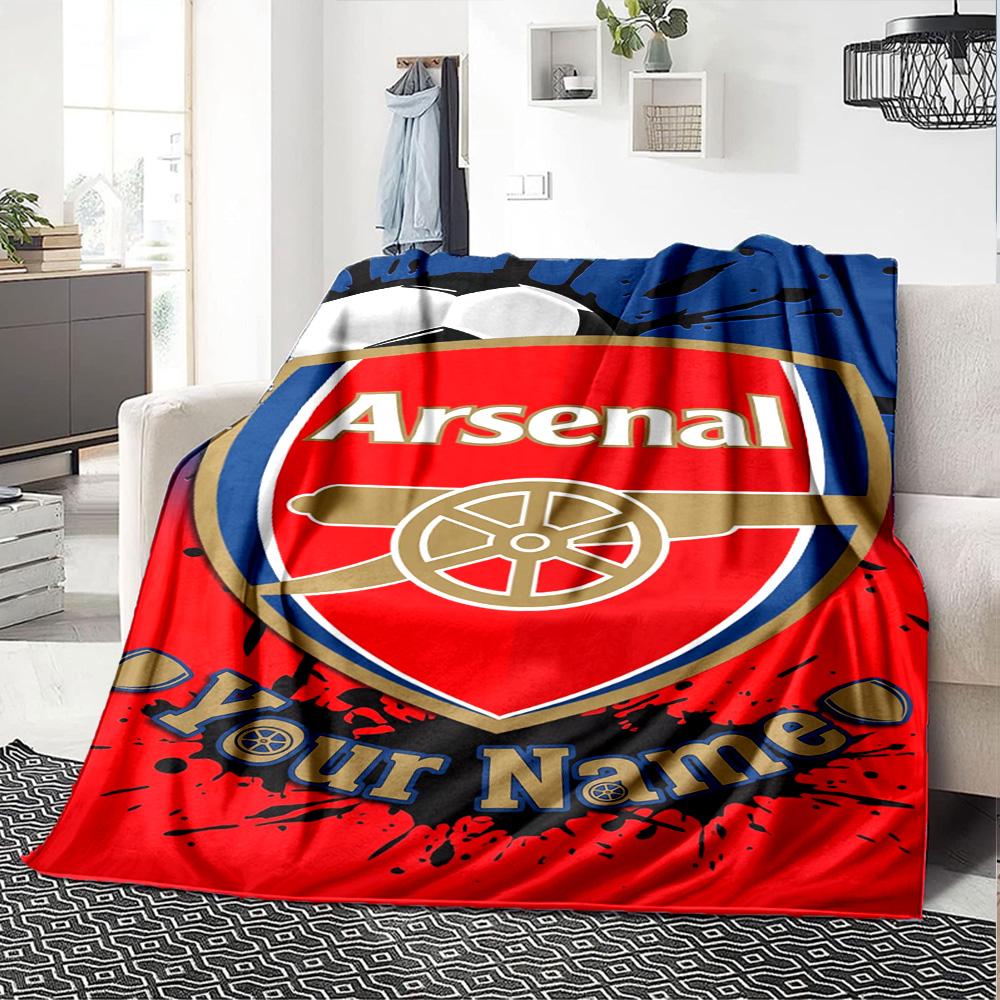 Arsenal Football Player Customize Text Blanket Gift Customizable Blanket Comfortable Perfect for Home Decor Seaside Living Room Picnics