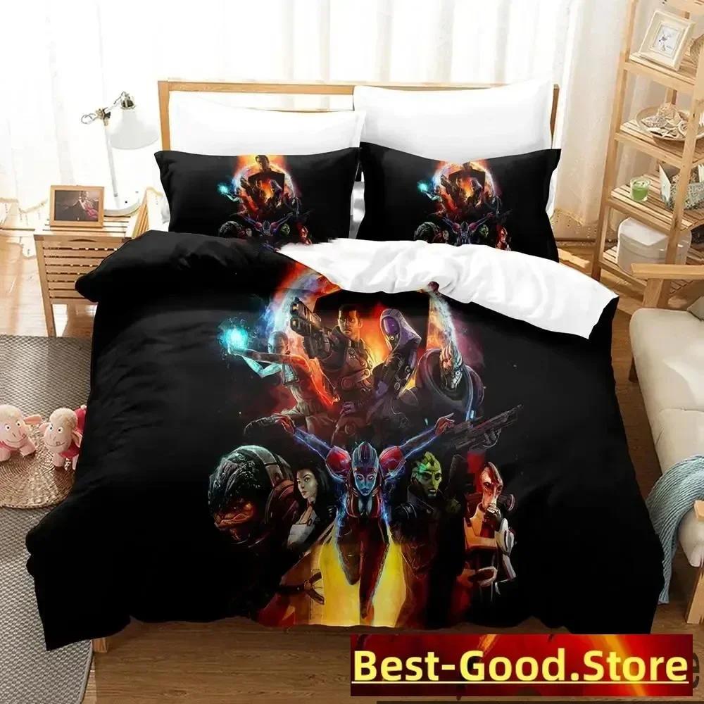3D Print Game Mass Effec Bedding Set Printed Bed Set With Pillowcase Bed Duvet Cover Soft Single Double Queen Super King Size