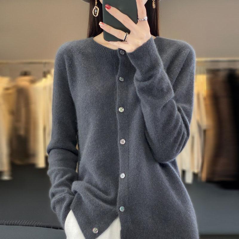 Women Cardigan Super Warm Sweaters O-neck Loose Female Clothes Ladies' Solid Color Knitwear Tops Plus Size