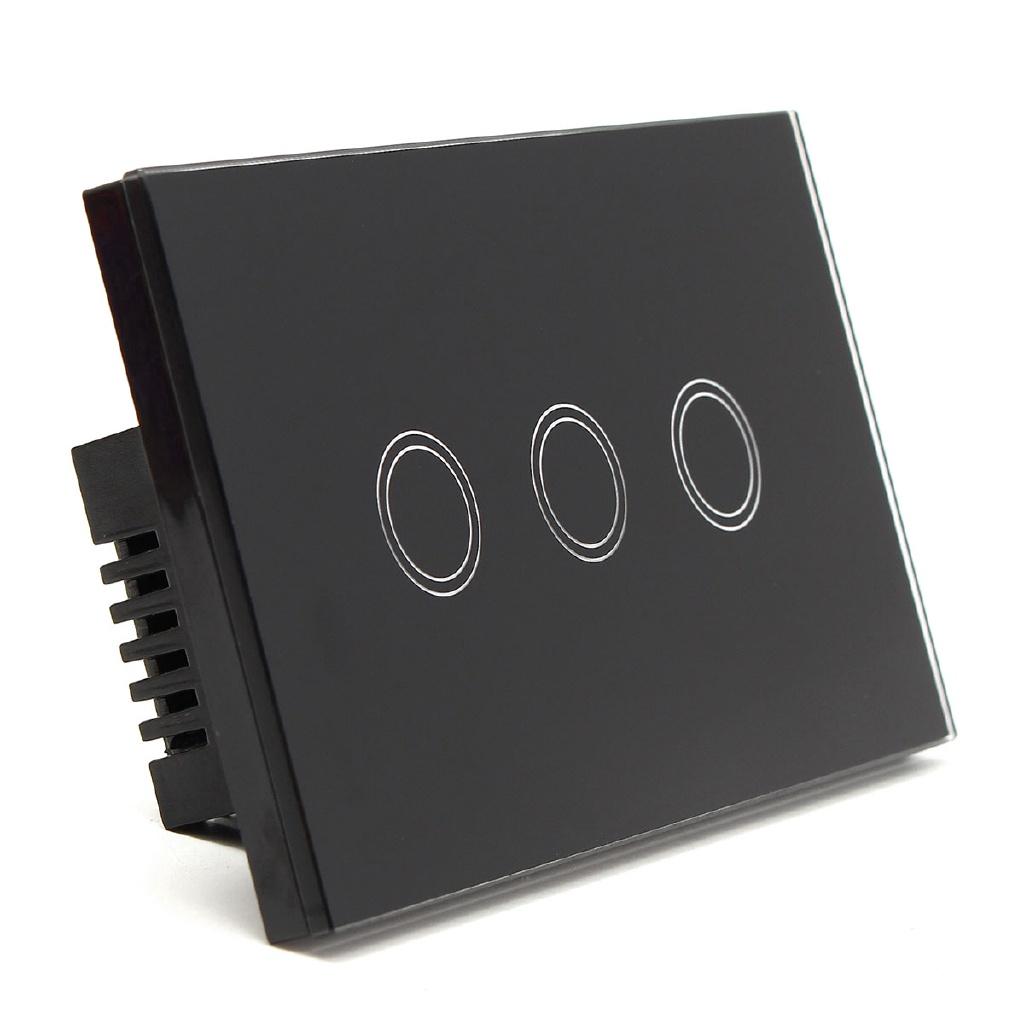 

3-канальный 3-клавишный переключатель с дистанционным управлением, умный сенсорный настенный выключатель света, беспроводное дистанционное управление чёрный