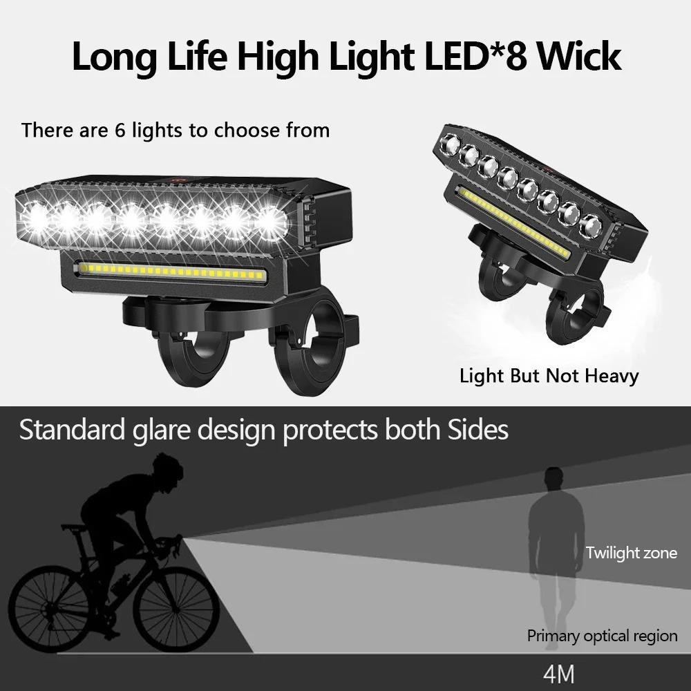 8 /5LED Bicycle Headlights USB Charging MTB Cycling Lamp Bike Front Light  Bicycle