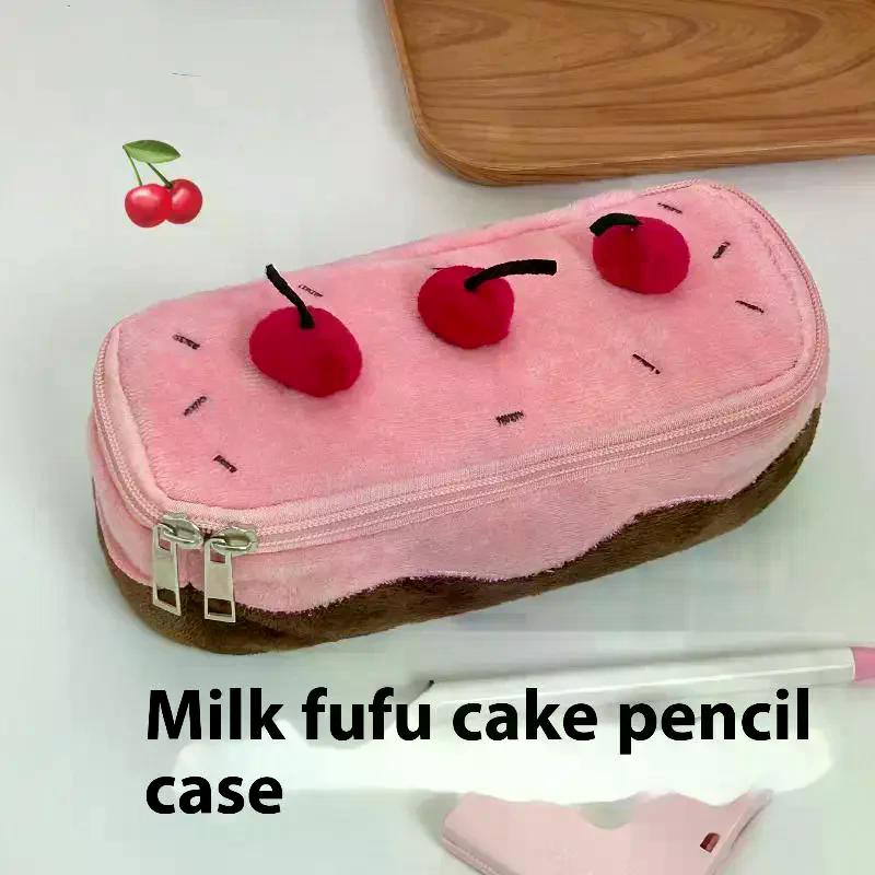Plüsch Mäppchen Große Kapazität Kawaii Kirschkuchen Design Flauschig Niedlich Schulsachen Schreibwaren Organizer Beutel Halter Für Mädchen