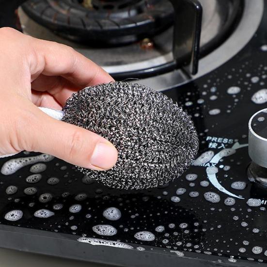 2/3Pcs Cleaning Balls Stainless Steel Pot Scrubber with Hanging Loop Design Kitchen Household Cleaning Brush